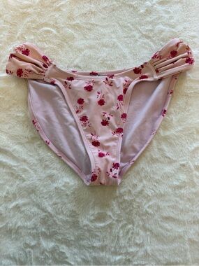 Shade & Shore Pink Floral Ruched Bikini Bottoms
